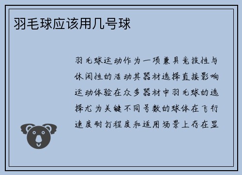 羽毛球应该用几号球