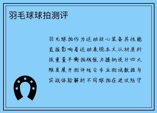 羽毛球球拍测评